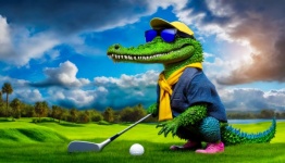Crocodile, Cartoon, Golf Sports