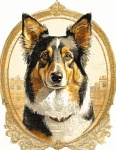 Dog, Border Collie, Retro Frame