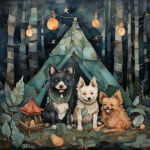 Dog Family Camping Art
