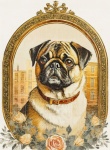 Dog, Pug, Animale Portrait, Retro