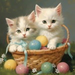 Easter Egg Kitten Basket Art