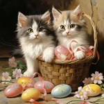 Easter Egg Kittens Basket Art