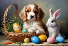 Easter Puppy And Bunny