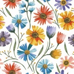 Floral Pattern With Colorful Flower