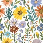 Floral Pattern With Colorful Flower
