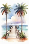 Florida Beach Watercolor Art