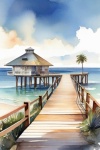 Florida Beach Watercolor Art