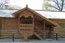 Front View Of Log Cabin Of Peter L
