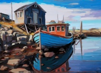 Fishing Boat Harbor Art Print