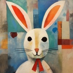 Abstract Picasso Bunny Rabbit Art