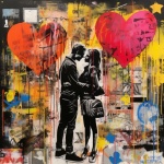 Graffiti Valentine Couple Art Print