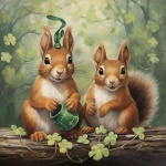 St. Patrick Day Squirrel Art