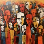 Abstract People Crowd Art Print