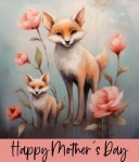Mother&039;s Day Fox Art Greeting