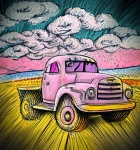 Sketched Retro Pick-up Truck Art