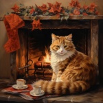 Christmas Cat Fireplace Art
