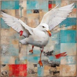 Seagull Ocean Patchwork Art Print