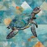 Sea Turtle Patchwork Art Print