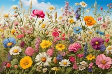 Colorful Meadow Of Wildflowers Art