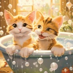 Cat Taking Bubble Bath