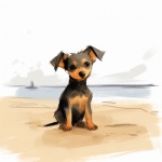 Sketch Drawing Dog At Beach