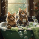 Cats Taking A Bubble Bath