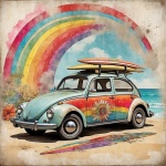 Volkswagen Beetle Hippie Art