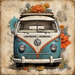 Volkswagen Van Hippie Art