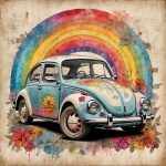 Volkswagen Beetle Hippie Art