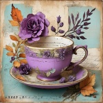Vintage Purple Teacup Art Print