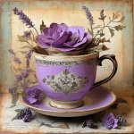 Vintage Purple Teacup Art Print