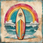 Hippie Era Surfboard Art Print