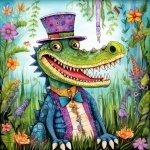 Mardi Gras Alligator Art Print