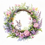 Easter Bunny Rabbit Floral Wreath