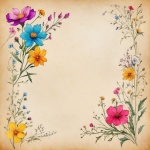 Vintage Floral Frame Paper Template