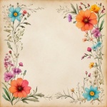 Vintage Floral Frame Paper Template