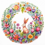 Easter Bunny Rabbit Floral Wreath