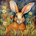 Easter Bunny In Meadow Art