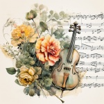 Vintage Violin Sheet Music Art