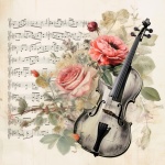Vintage Violin Sheet Music Art
