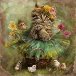 Easter Ballerina Cat Art Print
