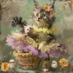 Easter Ballerina Cat Art Print