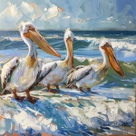 Pelicans At Sea Textured Art