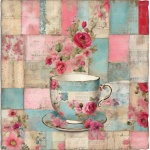 Vintage Patchwork Tea Cup Art