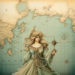 Antique Nautical Map Sea Goddess