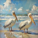 Pelicans At The Ocean Art Print