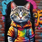 Cat Pop Art Illustration Graffiti