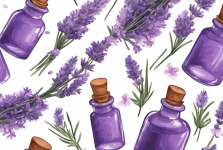 Lavender Flowers And Oil Bottles