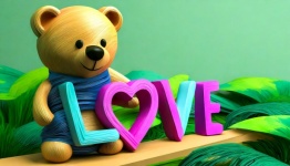 LOVE, Cute Bear, Digital Art