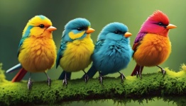 Funny Colorful Fantasy Birds